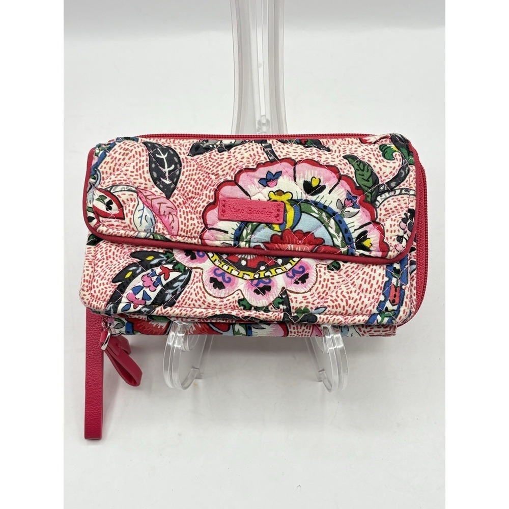 Vera Bradley Iconic RFID All In One Clutch Wallet Floral Pink Wrist Strap Only